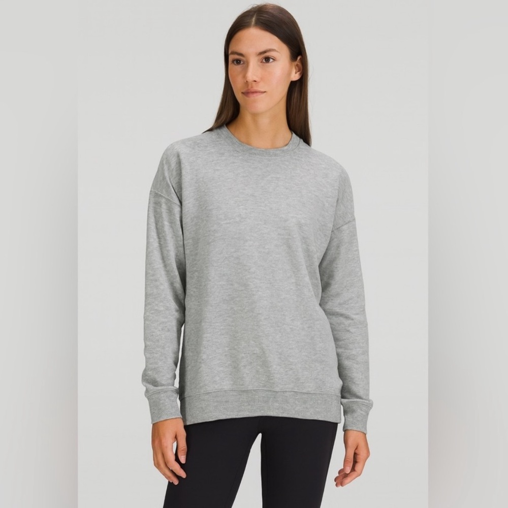 Athleta Gray Long Sleeve Oversized Crewneck Sweatshirt Tencel Cotton